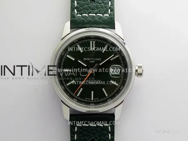 Top Time AB3113 38mm SS BLSF 1:1 Best Edition Green Dial On Green Leather Strap Asian B31