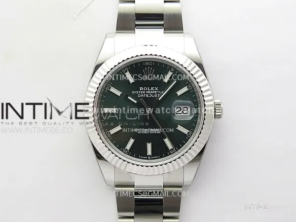 Datejust 41 126334 Mint Green Dial Stick Markers on Oyster Bracelet