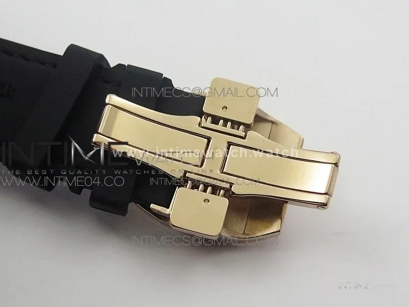 Vanguard V45 RG Full Diamonds Black Textured Diamonds Markers on Black Gummy Strap A2813