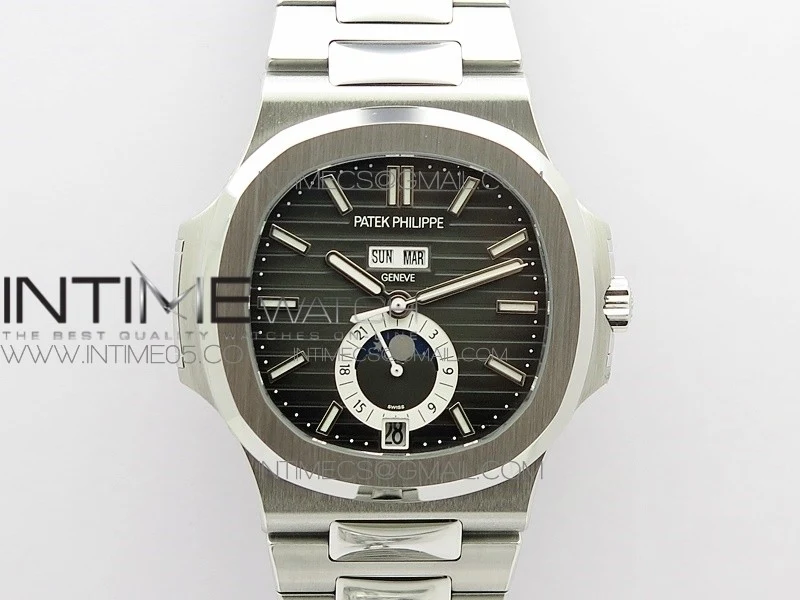NAUTILUS 5726 SS GRF 1:1 BEST EDITION GRAY DIAL WORKING ANNUAL CALENDARON SS BRACELET A.324 V2