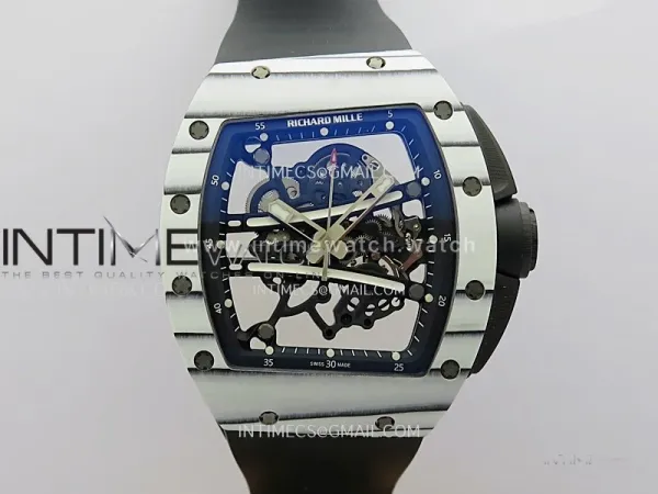 RM 61-01 Yohan Blake White NTPT ZF 1:1 Best Edition on Black Rubber Strap RMUL2 Super Clone