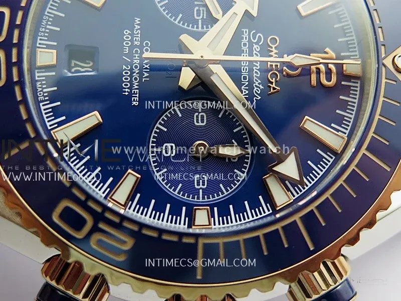 Planet Ocean Master Chronometer Blue Ceramic Bezel SS/RG VRF 1:1 Best Edition Blue Dial On Blue Gummy Strap A9900
