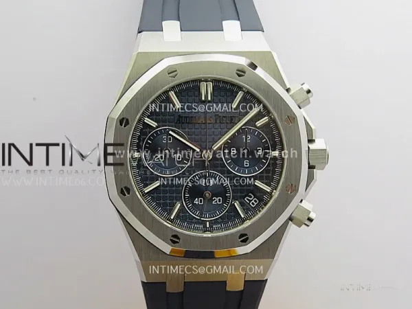 Royal Oak Chrono 26240 50th SS V2 DDF 1:1 Best Edition Blue Dial On Blue Rubber Strap Super Clone DD4401