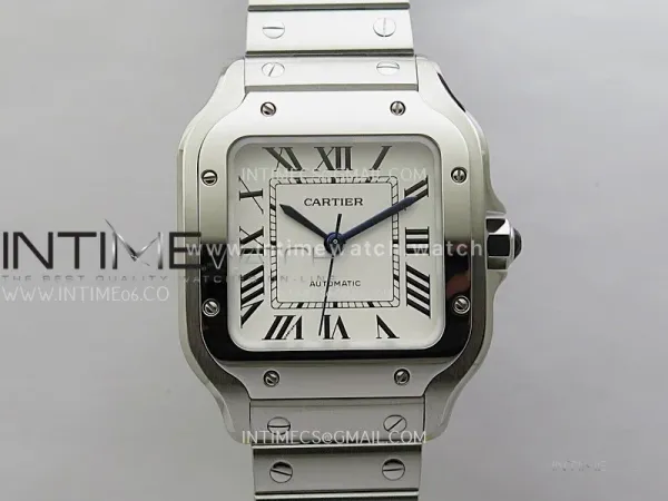 Santos de Cartier 35mm SS BVF 1:1 Best Edition White Dial on SS SmartLinks Bracelet 9015