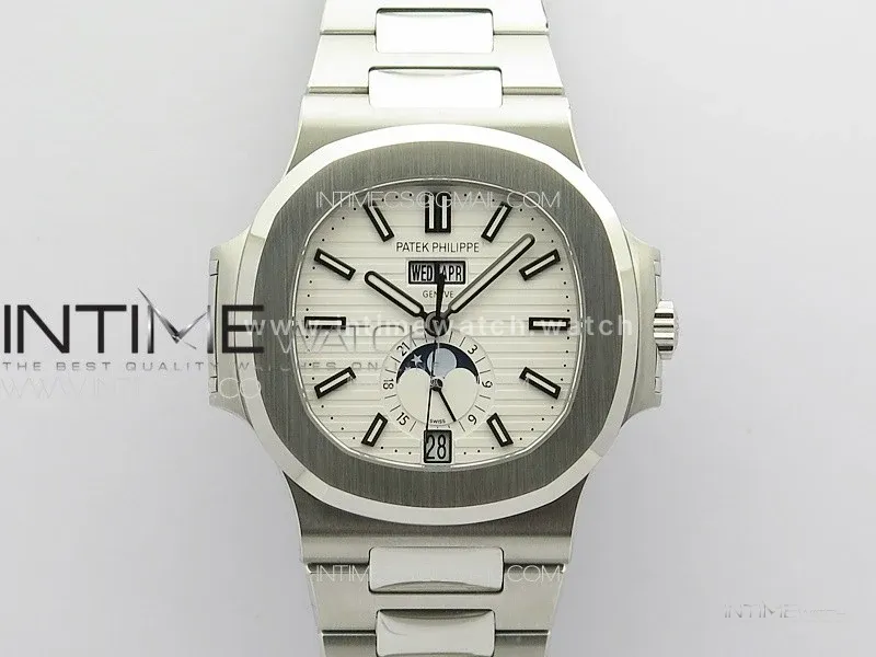 Nautilus 5726 Full Function SS PPF 1:1 Best Edition White Dial on SS Bracelet PPF324 (Free Tool)