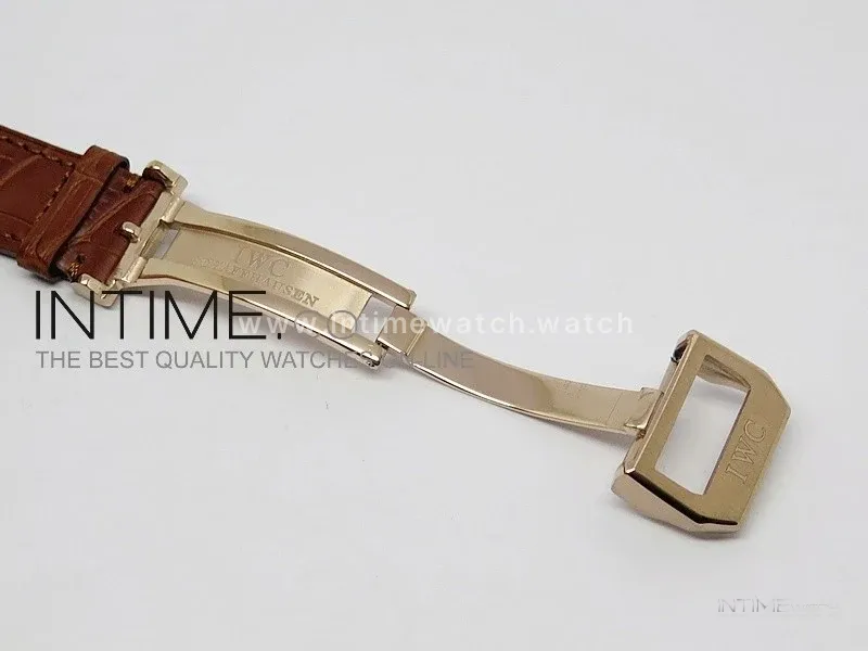 Portuguese 40mm Chrono RG White Dial on Leather Strap A7750