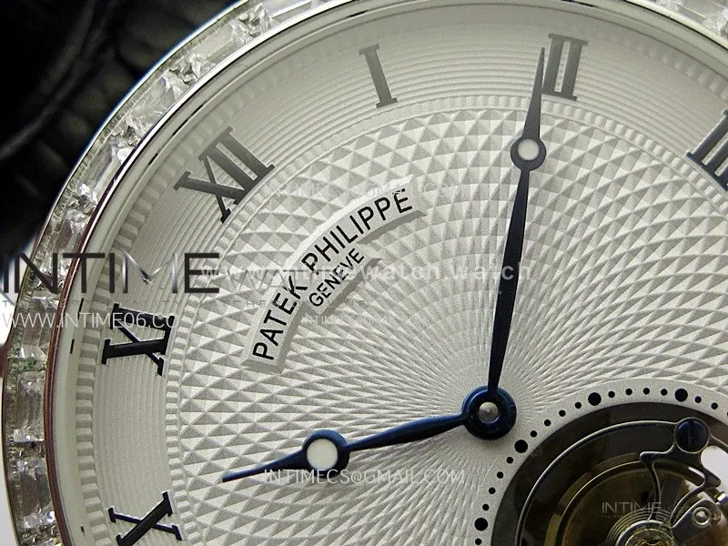Classic Tourbillon SS/Diamonds Bezel AXF White Textured Dial On Black Leather Strap EQ5210