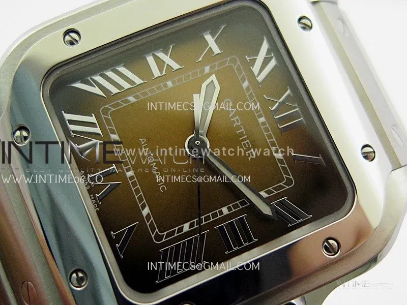Santos de Cartier 35mm SS BVF 1:1 Best Edition Brown Dial on SS SmartLinks Bracelet 9015
