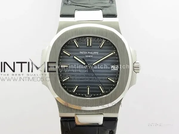 Nautilus Jumbo 5711 Super Replication PPF V4 1:1 Best Edition Blue Textured Dial on Black Leather Strap PPF324