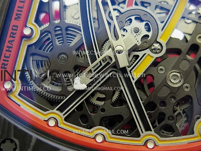 RM67-02 Alexander Black NTPT Umi Office 1:1 Beat Edition Black/Red/Yellow Skeleton Dial On Red Nylon Strap CRMA7 Clone V2
