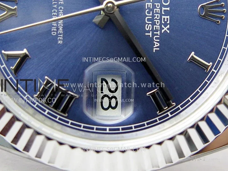DateJust 41mm 126334 904 SS ONE Factory V2 1:1 Best Edition Fluted Bezel Blue Dial Roman Markers on Oyster Bracelet DD3235