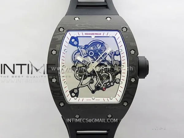 RM055 White inner Bezel Black Crown NTPT/NTPT ZF 1:1 Best Edition on Black Rubber Strap RMUL2 Super Clone