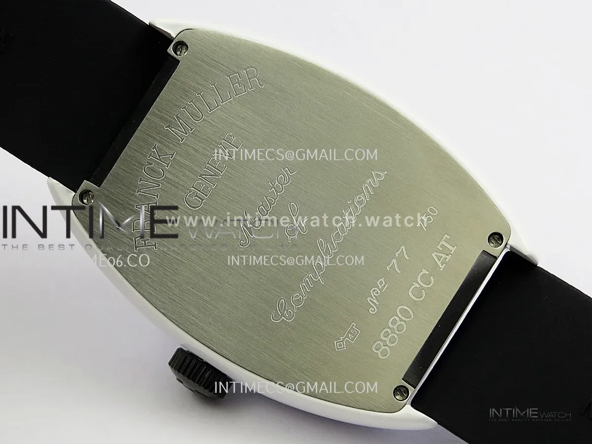 Crazy Hours Real Jumping Hour White PVD ABF Black Dial On Black Rubber Strap A23J
