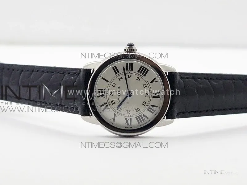 Ronde Solo de Cartier 29.5mm K11 1:1 Best Edition White Dial on Black Croco Leather Strap Ronda Quartz