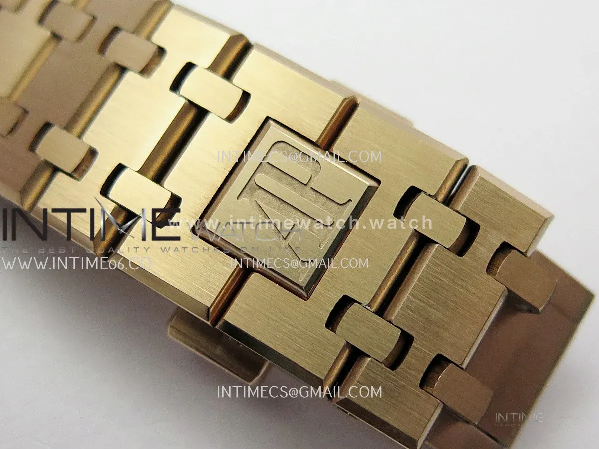 Royal Oak 41mm 15500 RG JF 1:1 Best Edition Black Dial On RG Bracelet Super Clone DD4302 (Free Sprung Look)