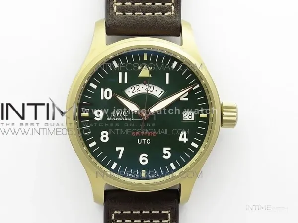 Pilot UTC Bronzo IW327101 ZF 1:1 Best Edition Dark Green Dial on Brown Leather Strap A35111