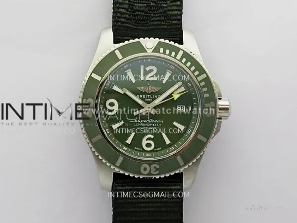 SuperOcean Automatic 46mm TF 1:1 Best Edition Green Dial on Black Nylon Strap A2824