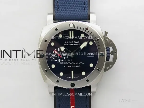 PAM1391 Submersible 44mm VSF 1:1 Best Edition Blue Dial on Blue Kevlar Composite Strap P900