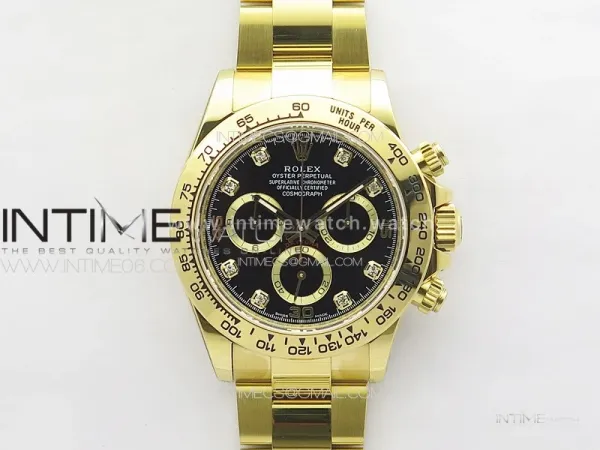 Daytona 116508 YG BTF 1:1 Best Edition 904L SS Case and Bracelet Black Diamonds Dial SA4130