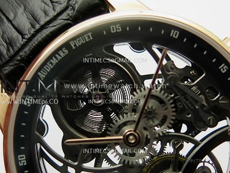 Code 11.59 26600OR RG APPF Best Edition Black Skeleton Dial On Black Leather Strap Asian Tourbillon