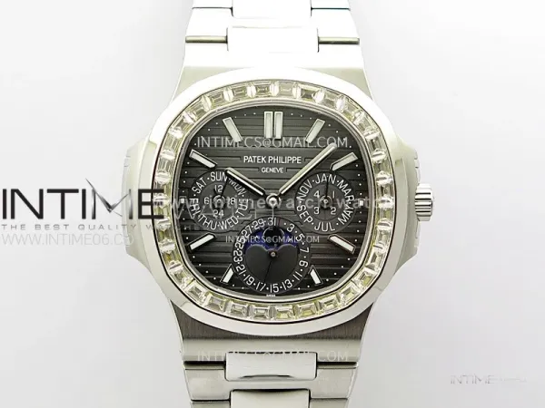 Nautilus 5740 T Diamonds Bezel SS TWF Best Edition Gray Dial on SS Bracelet A240