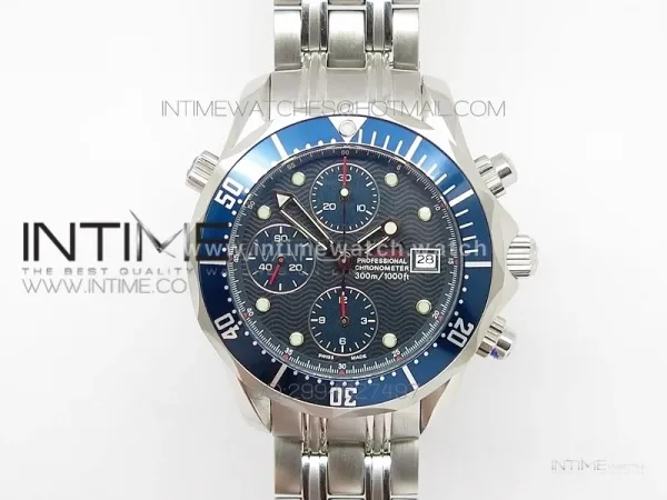 Seamaster 300m Chrono SS B50 Blue Dial on SS Bracelet A7750