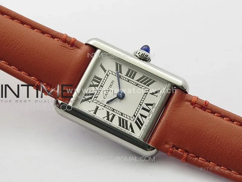 Tank Louis Ladies 22mm SS 8848F 1:1 Best Edition White Dial on Orange Leather Strap Ronda Quartz