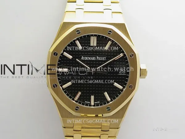 Royal Oak 41mm 15500 RG V2 ZF 1:1 Best Edition Black Textured Dial on SS Bracelet Super Clone SH4302