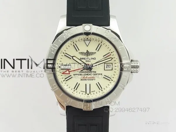 Avenger GMT SS White Sticks Marker Dial on Rubber strap A2836