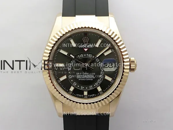Sky-Dweller 336235 RG Noob 1:1 Best Edition Gray Dial on Black Rubber Strap Asian 23J to 9001