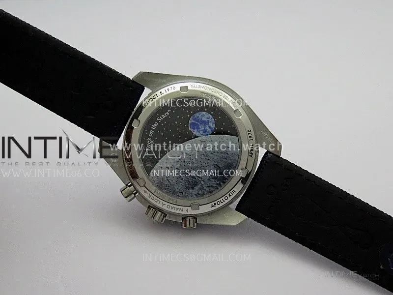 Speedmaster Professional Snoopy SS SMF 1:1 Best Edition Silver Dial Blue Marker On Blue Nylon Strap A3861(Free SS Bracelet)