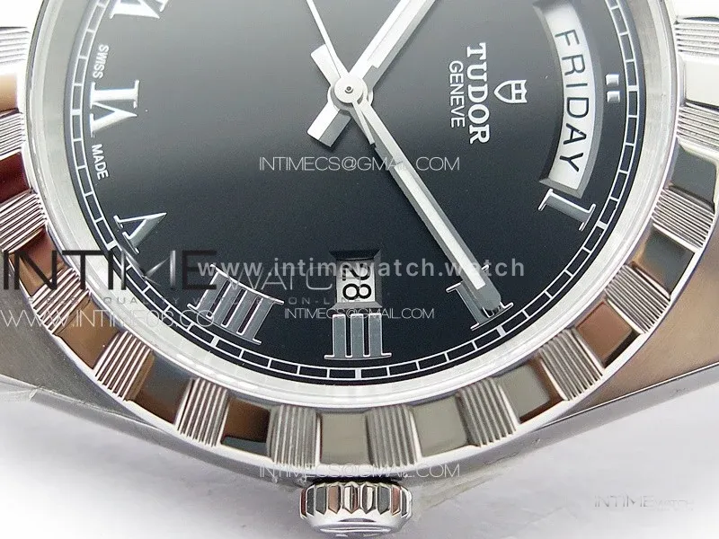 Prince Bay 41mm A7F 1:1 Best Edition Black Dial Roman Markers on SS Bracelet A2824