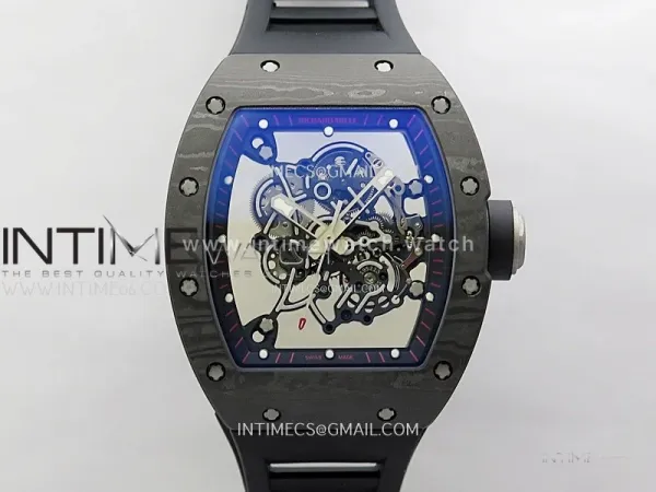 RM055 Black inner Bezel Black Crown NTPT/Ti ZF 1:1 Best Edition on Black Rubber Strap RMUL2 Super Clone
