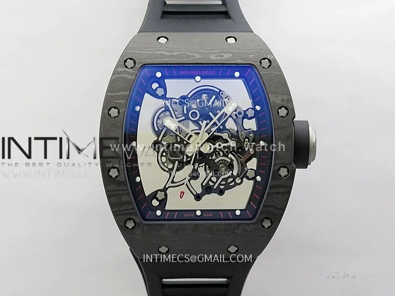 RM055 Black inner Bezel Black Crown NTPT/Ti ZF 1:1 Best Edition on Black Rubber Strap RMUL2 Super Clone