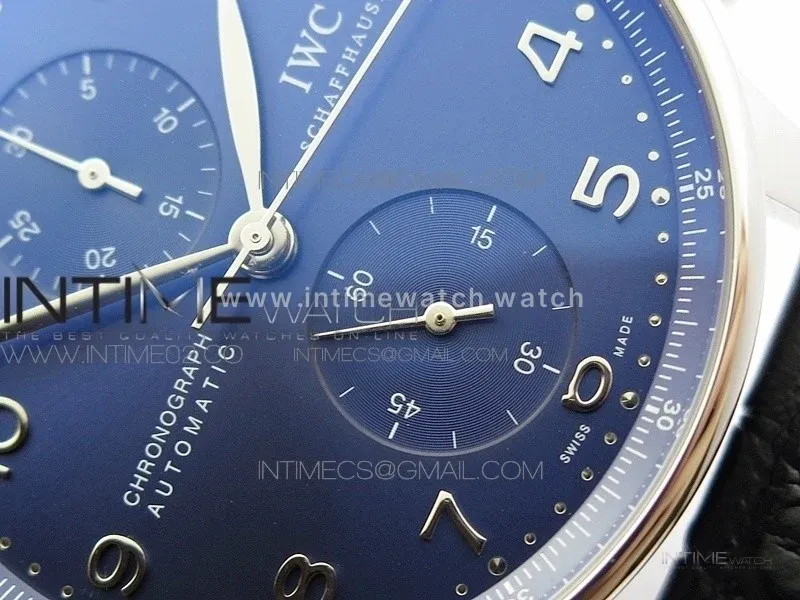 Portuguese IW371491 ZF V3 1:1 Best Edition SS Blue dial on Black Leather Strap A79350 (Slim Movement)