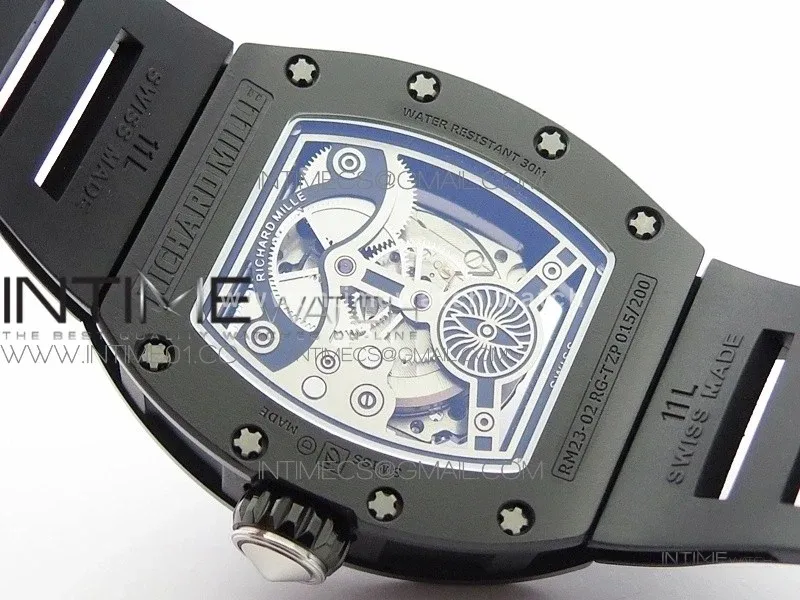 RM023 Real Ceramic Case KVF Best Edition Eagle Skeleton Dial SS Crown on Black Rubber Strap MIYOTA8215