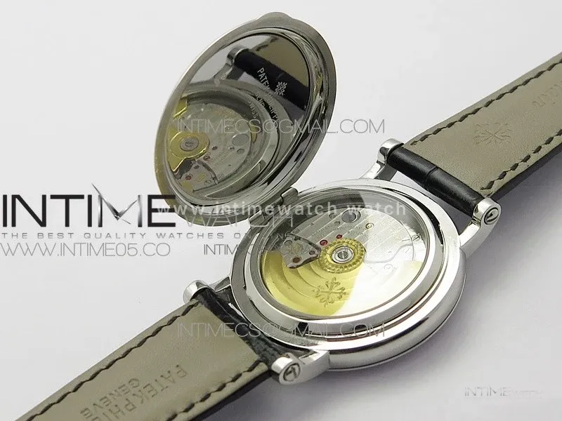 Calatrava 5153G-010 SS ZF 1:1 Best Edition White textured dial on Black Leather Strap A324CS
