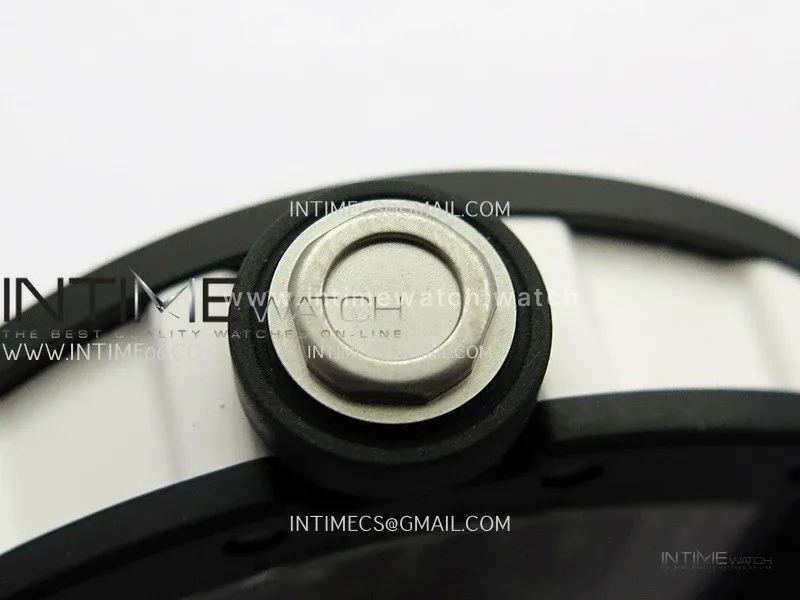 RM055 Black Case White Inner Bezel Umi Office 1:1 Best Edition Skeleton Dial Black Rubber Strap RMUL2 Super Clone (Free Sprung)