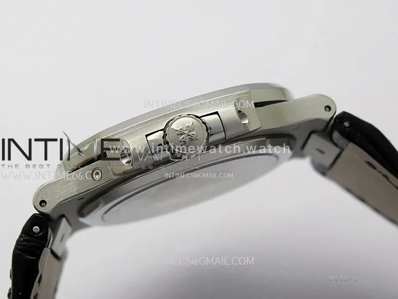 Nautilus 5722G SS/T Diamonds PPF 1:1 Best Edition Blue Dial on Black Leather Strap A240 Super Clone
