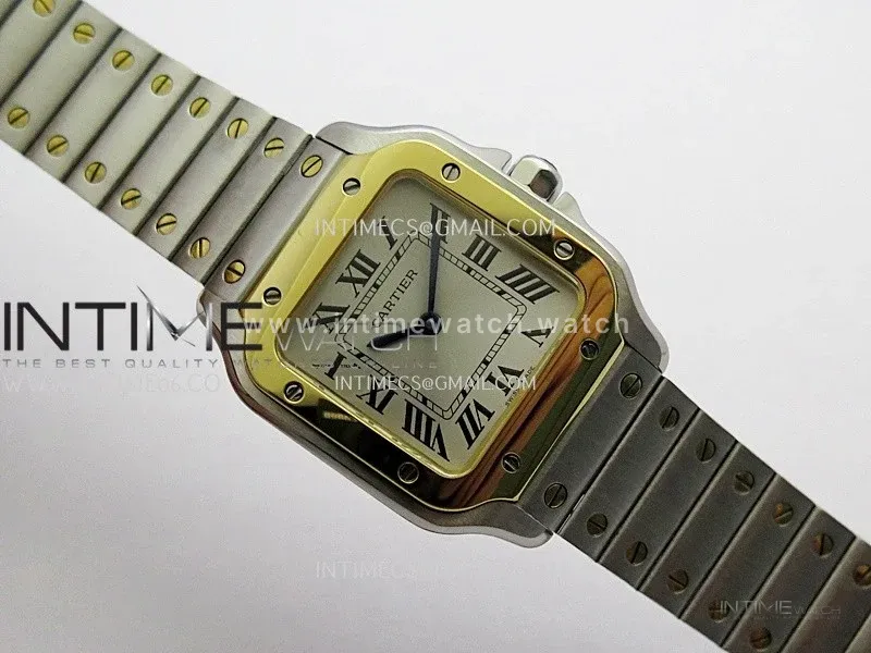 Santos de Cartier 27mm SS/YG 8848F 1:1 Best Edition Silver Dial On SS/YG SmartLinks Bracelet Ronda Quartz