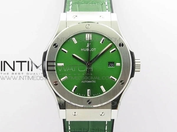 Classic Fusion 42mm SS B50F Green Dial On Green Gummy Strap A2892