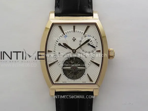 Malte Tourbillon RG AXF Best Edition White Dial on Black Leather Strap