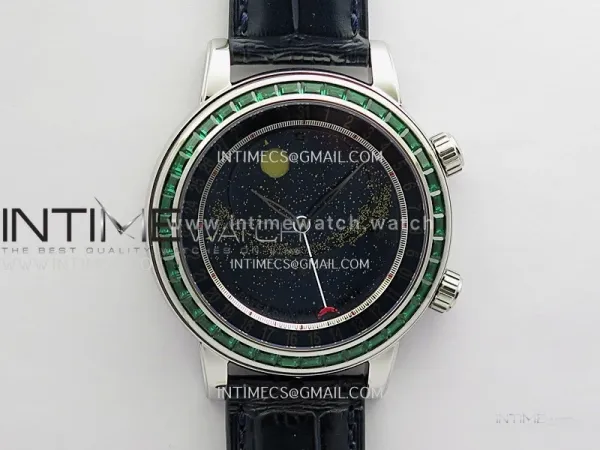 Grand Complications 6104 13P-010 SS PPF 1:1 Green T Dia Blue Dial On Blue Leather Strap Super Clone Asian 240