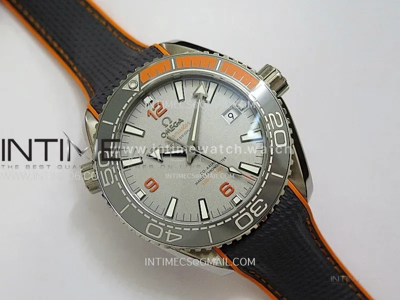Planet Ocean 43.5mm Ti VSF 1:1 Best Edition Black/Orange Bezel Gray Dial on Gray Nylon Strap A8900