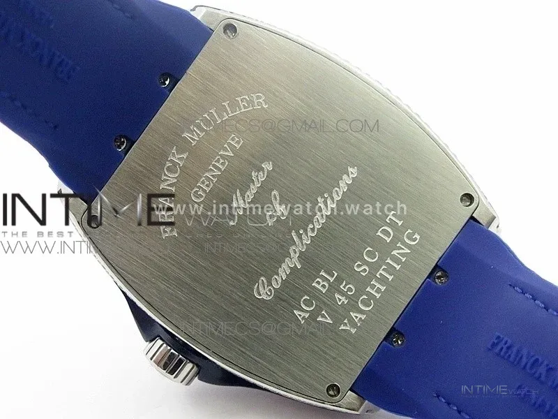 Vanguard V45 SS Full Diamonds Blue Textured Diamonds Markers on Blue Gummy Strap A2813