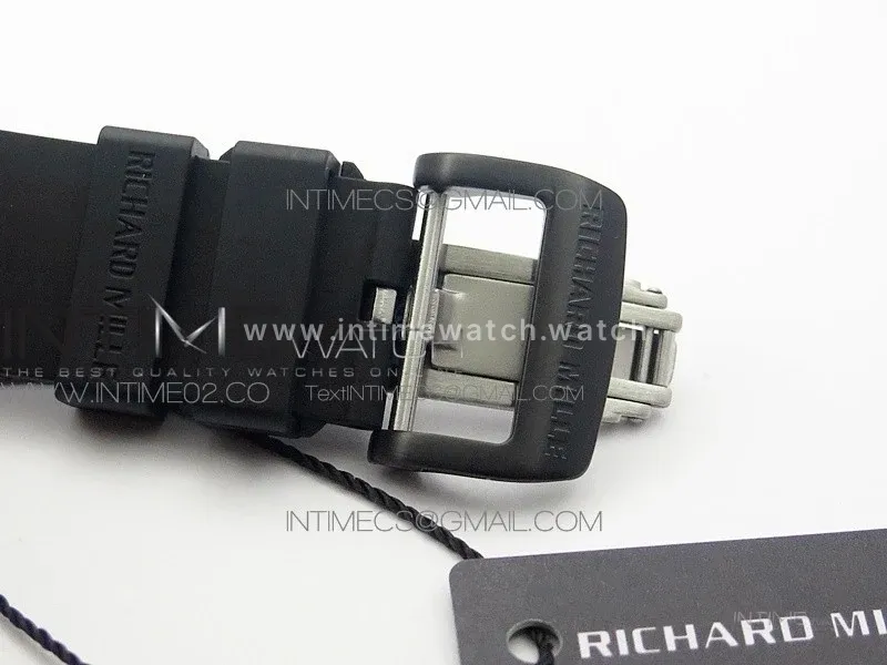 RM055 Carbon Case KVF Best Edition Carbon Bezel Skeleton Dial Blue Crown on black Rubber Strap MIYOTA8215