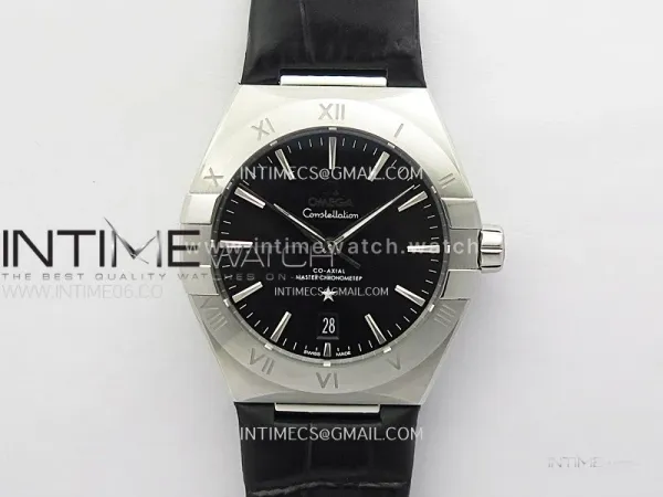 Constellation 39mm SS VSF 1:1 Best Edition Black Dial on Black Leather Strap A8800