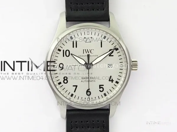 Mark XVIII IW327012 SS M+F 1:1 Best Edition White Dial on Black Leather Strap A2892 (Free Nylon Strap)
