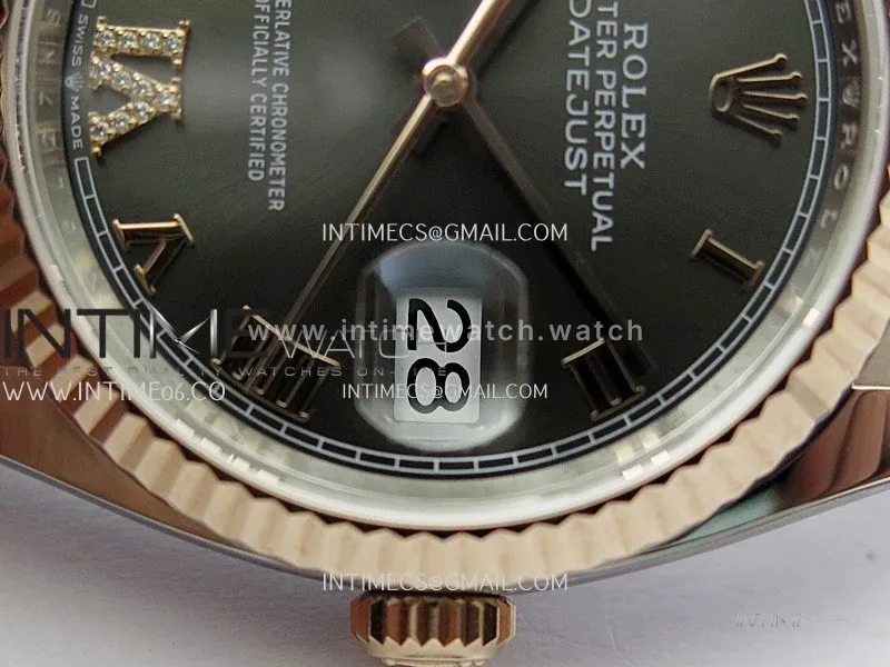 DateJust 126233 36mm 904L SS/RG ONE Factory 1:1 Best Edition Gray Dial Roman Diamond Marker On Oyster Bracelet DD3235