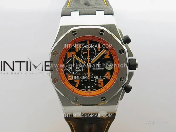 Royal Oak Offshore 42mm Volcano TKF Best Edition Black Dial on Black Leather Strap A7750